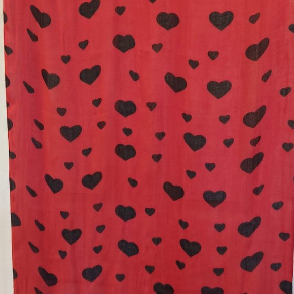 NWT Ethel & Myrtle Red & Black Heart Scarf - Picture 2 of 9